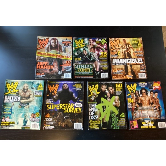 Lot of 7 2009 WWE Magazine Pro Wrestling Hardy Cena Orton Batista DX Edge